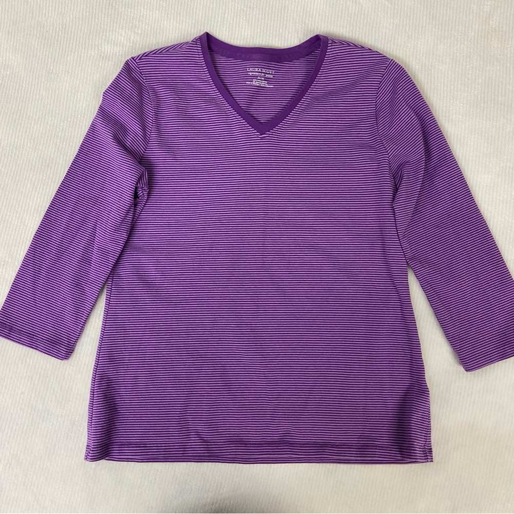 Laura Scott Petit Purple stripe shirt